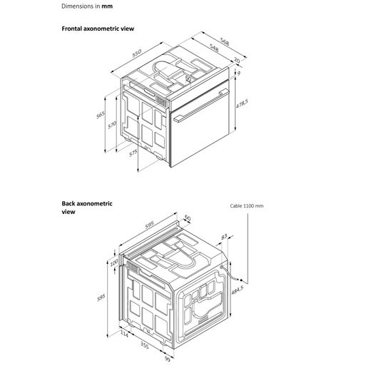 Haier Built In Electric Single Oven - Black - Dimensions